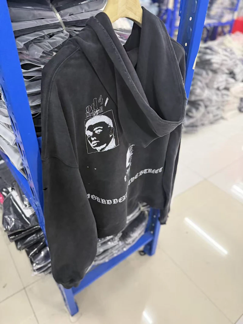 Tear Collar Chest Embroidery Colorful Label Paly Hoodie Men Women Dropped Shoulder Sweatshirts Washed Fade Loose Pullovers