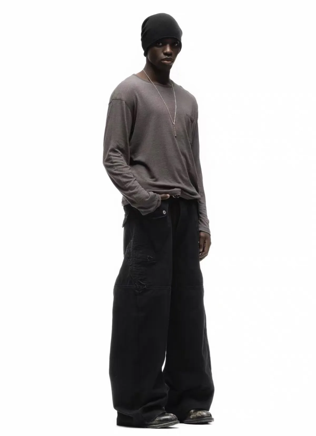 F8 Heavy‑Duty Patchwork Straight‑Leg Baggy Cargo Pants Reworked Workpants