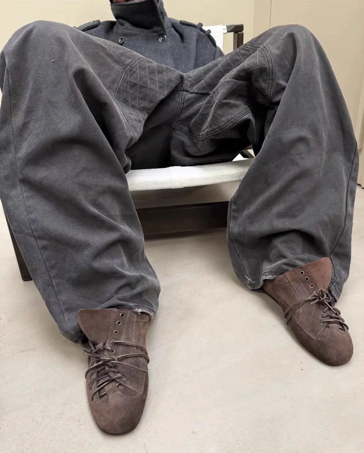 F8 Heavy‑Duty Patchwork Straight‑Leg Baggy Cargo Pants Reworked Workpants