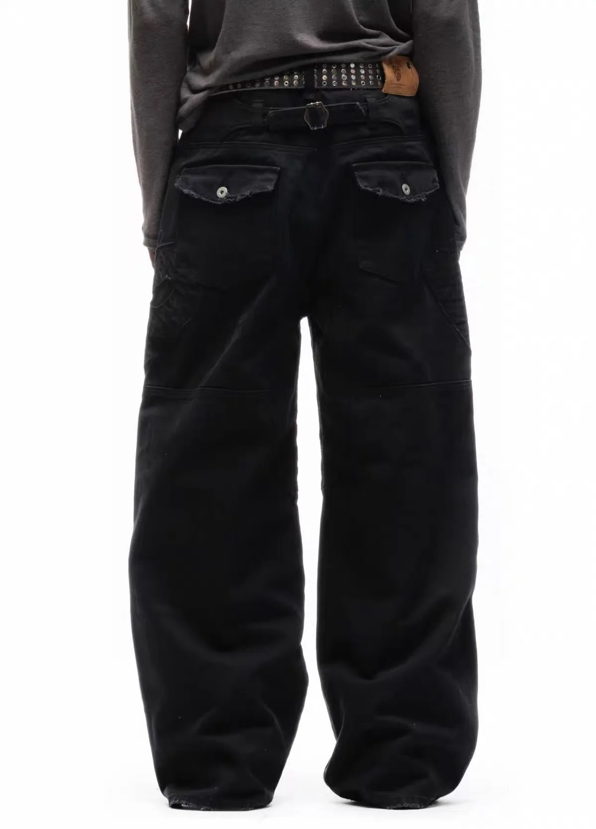 F8 Heavy‑Duty Patchwork Straight‑Leg Baggy Cargo Pants Reworked Workpants