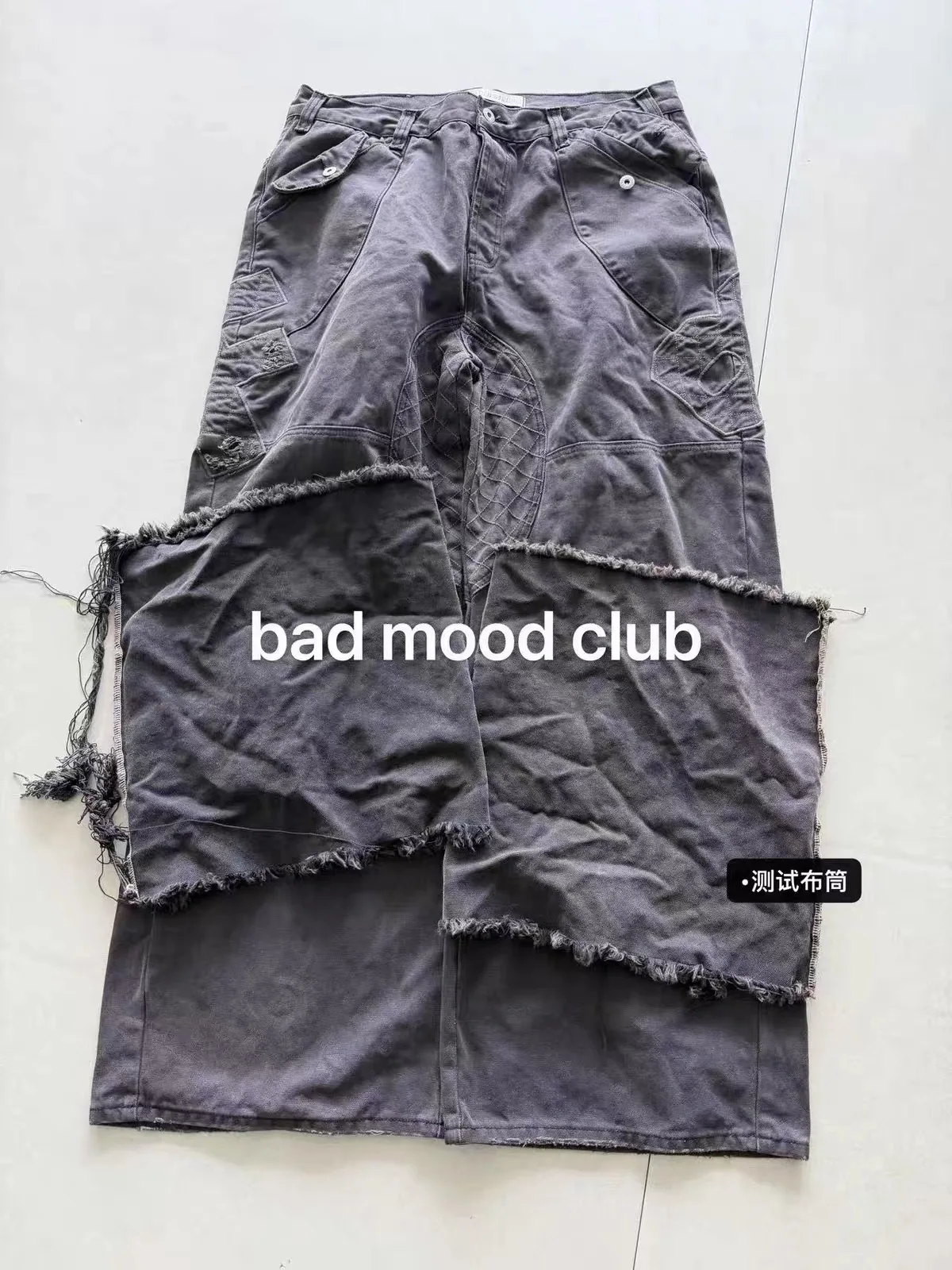 F8 Heavy‑Duty Patchwork Straight‑Leg Baggy Cargo Pants Reworked Workpants