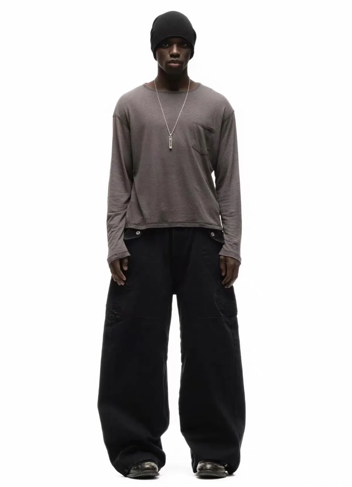 F8 Heavy‑Duty Patchwork Straight‑Leg Baggy Cargo Pants Reworked Workpants