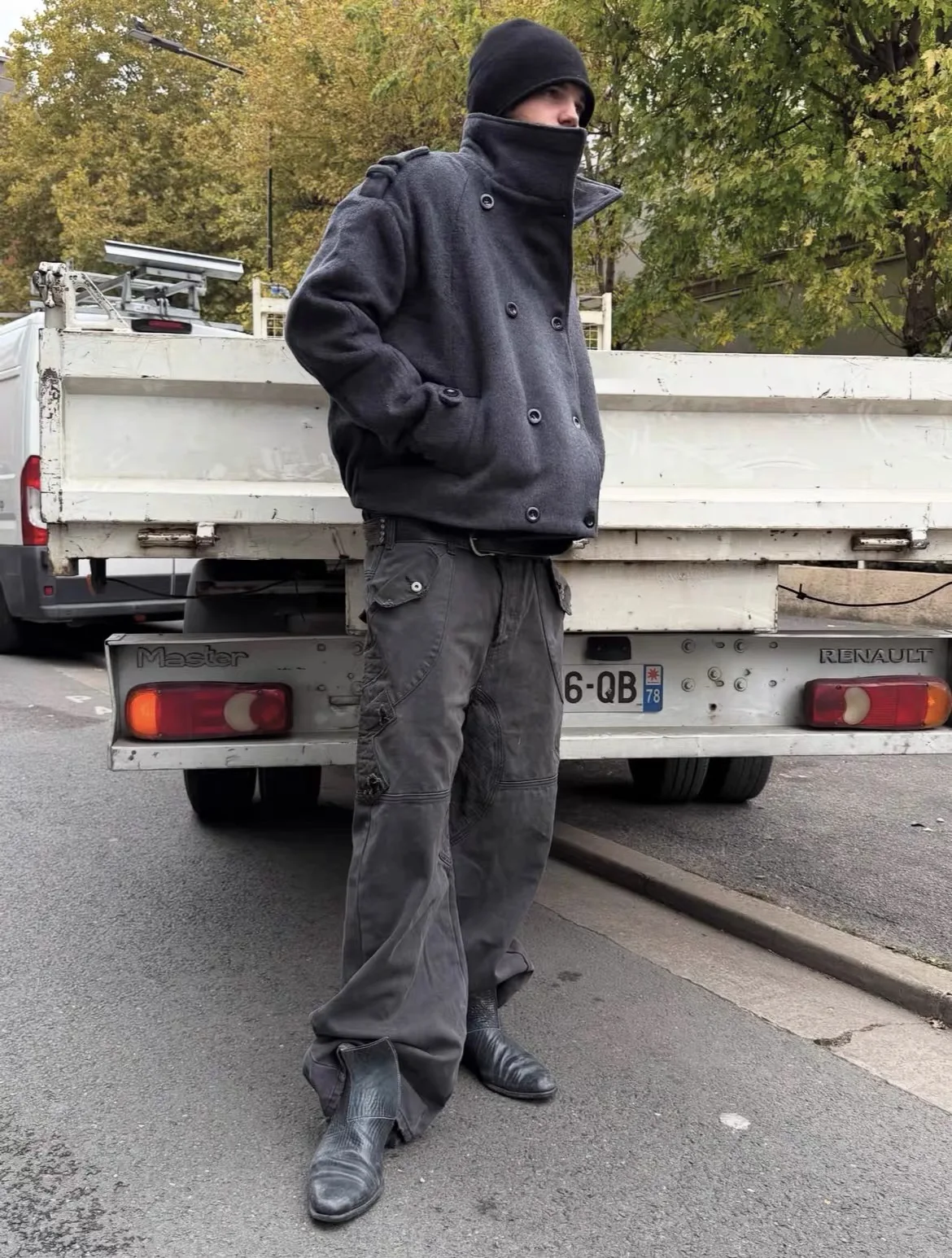 F8 Heavy‑Duty Patchwork Straight‑Leg Baggy Cargo Pants Reworked Workpants
