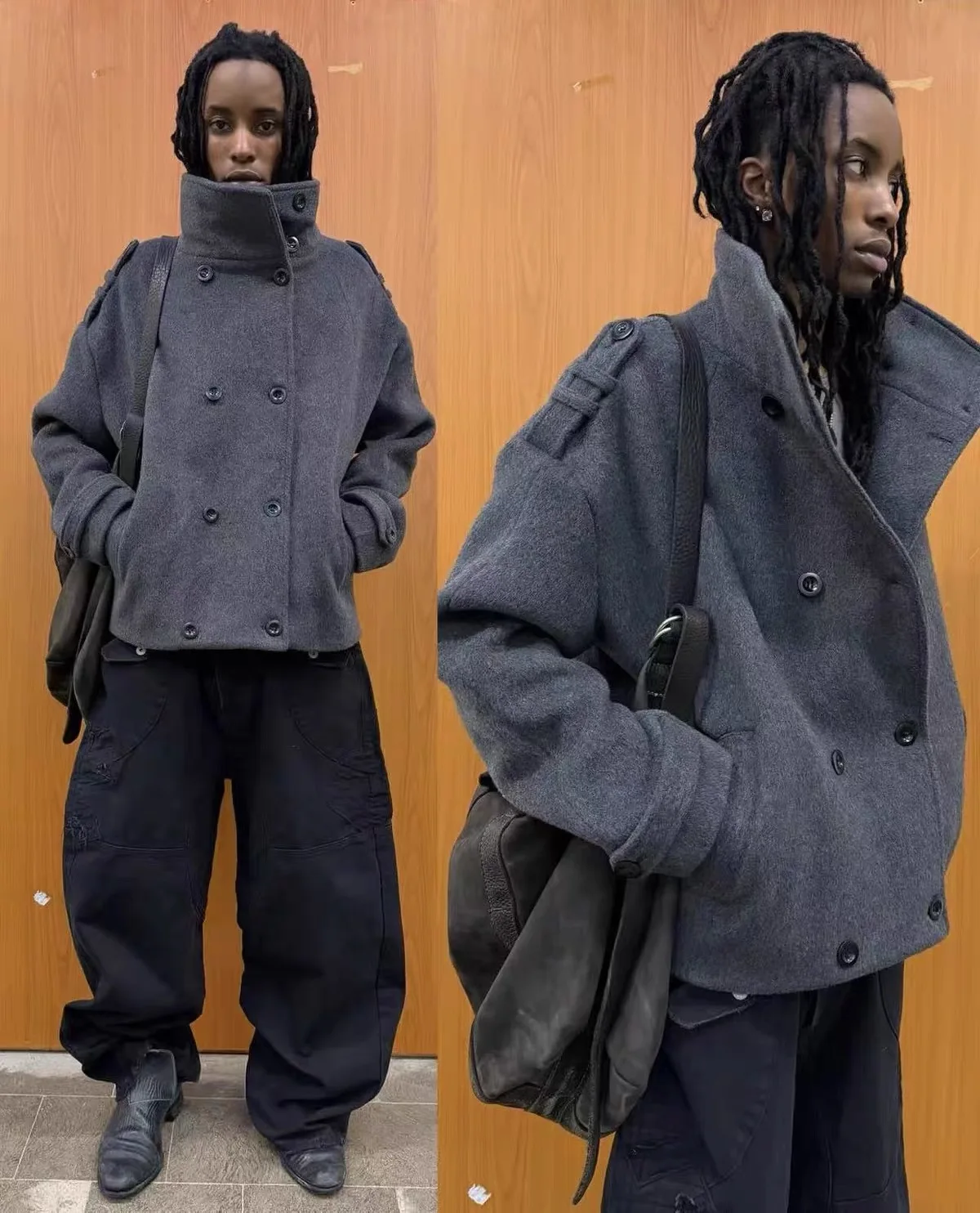 F8 Heavy‑Duty Patchwork Straight‑Leg Baggy Cargo Pants Reworked Workpants