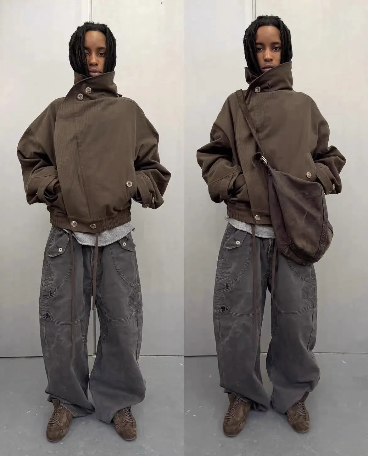 F8 Heavy‑Duty Patchwork Straight‑Leg Baggy Cargo Pants Reworked Workpants