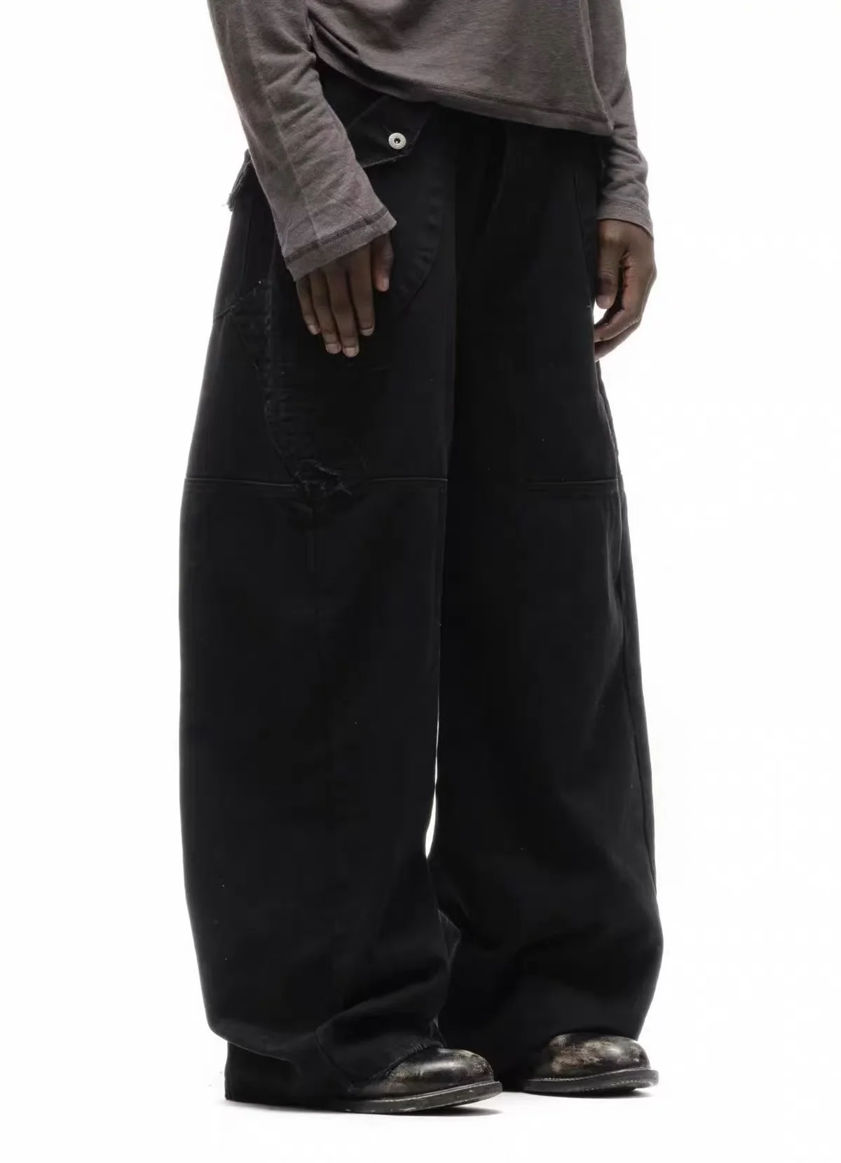 F8 Heavy‑Duty Patchwork Straight‑Leg Baggy Cargo Pants Reworked Workpants