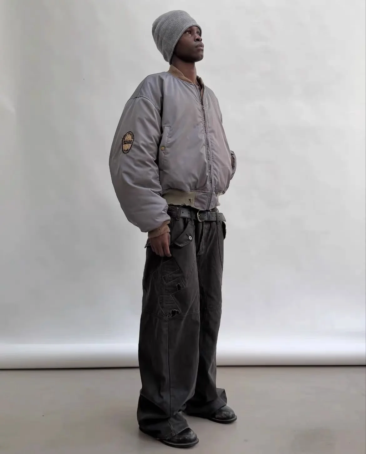 F8 Heavy‑Duty Patchwork Straight‑Leg Baggy Cargo Pants Reworked Workpants