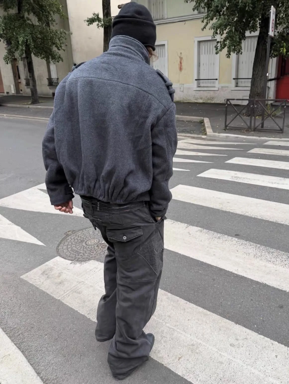 F8 Heavy‑Duty Patchwork Straight‑Leg Baggy Cargo Pants Reworked Workpants