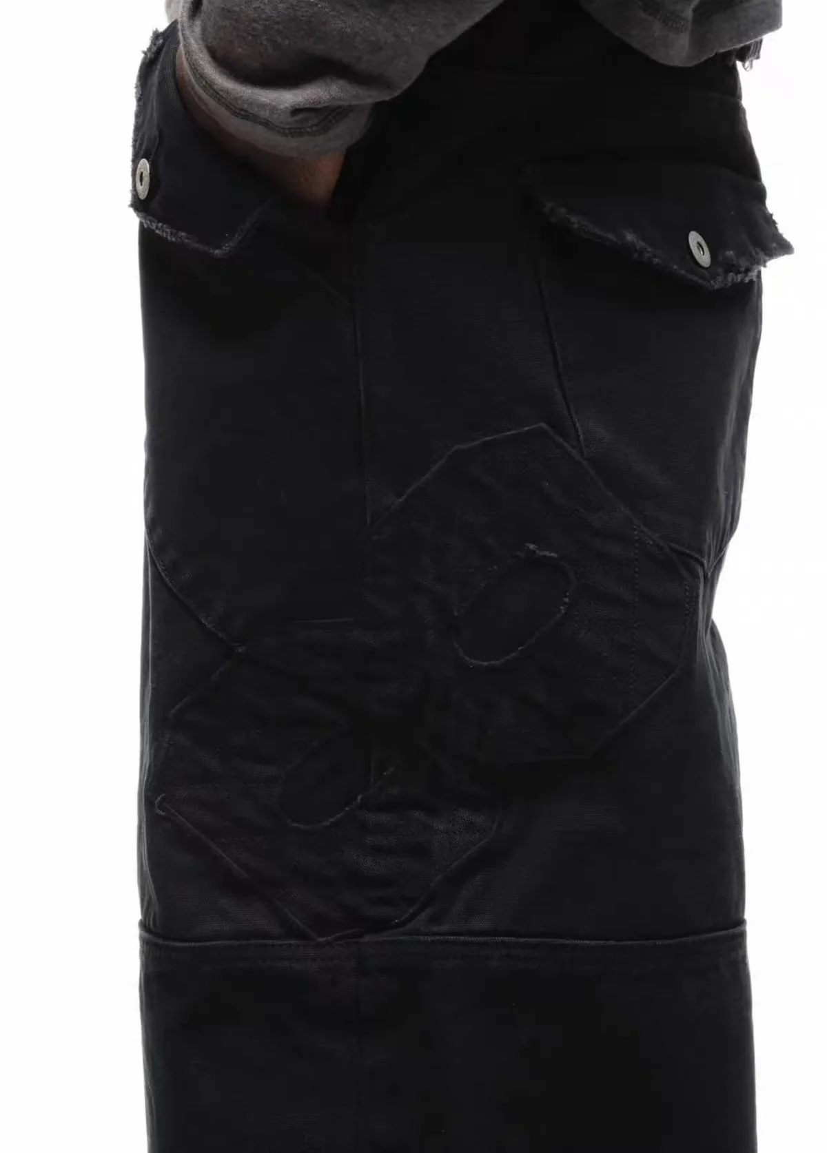 F8 Heavy‑Duty Patchwork Straight‑Leg Baggy Cargo Pants Reworked Workpants
