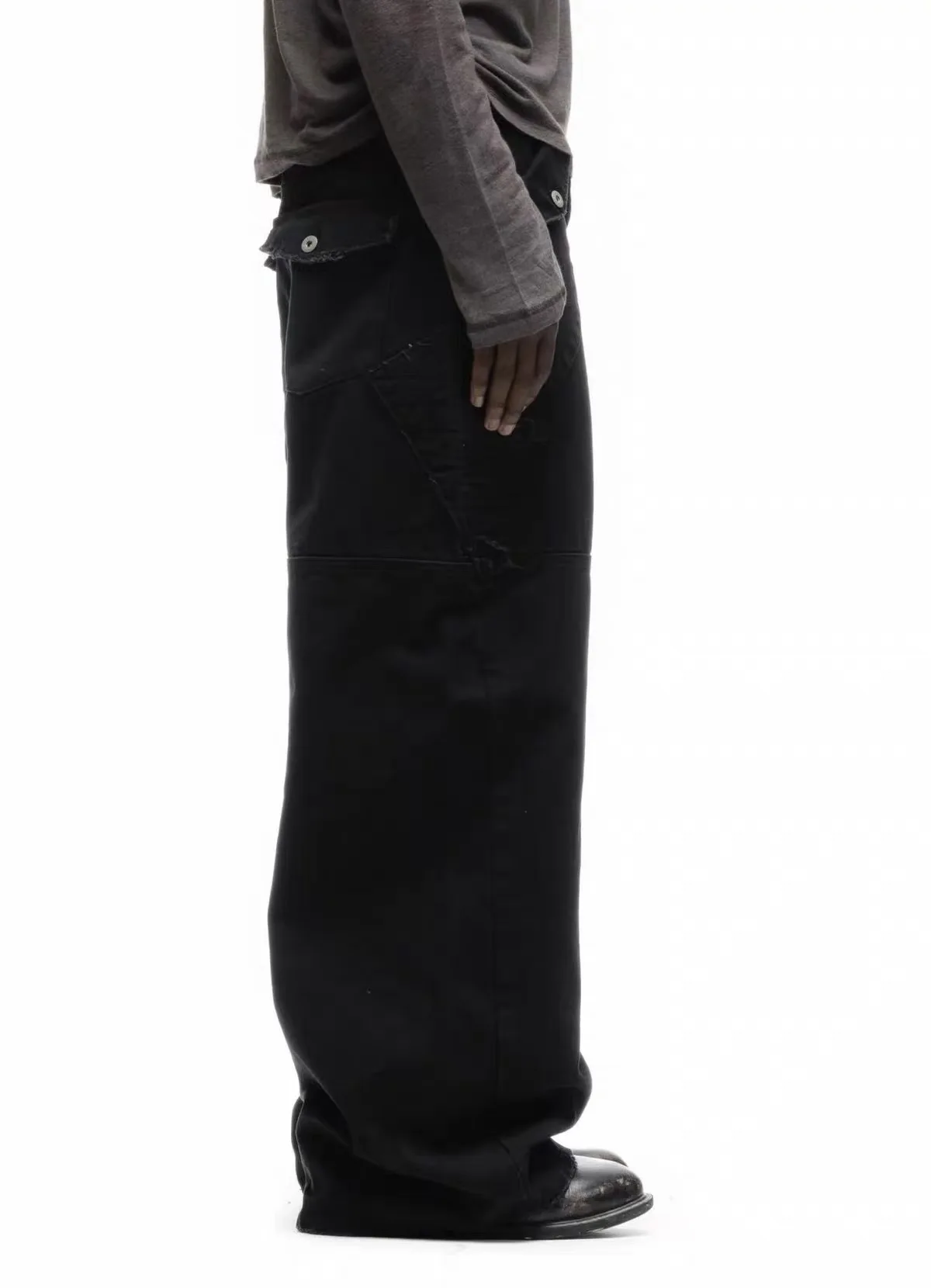 F8 Heavy‑Duty Patchwork Straight‑Leg Baggy Cargo Pants Reworked Workpants