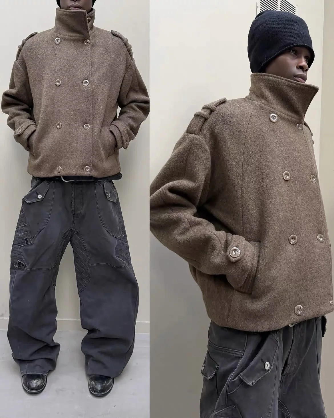 F8 Heavy‑Duty Patchwork Straight‑Leg Baggy Cargo Pants Reworked Workpants