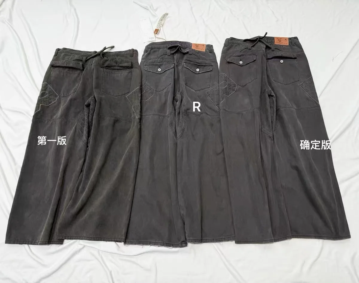 F8 Heavy‑Duty Patchwork Straight‑Leg Baggy Cargo Pants Reworked Workpants