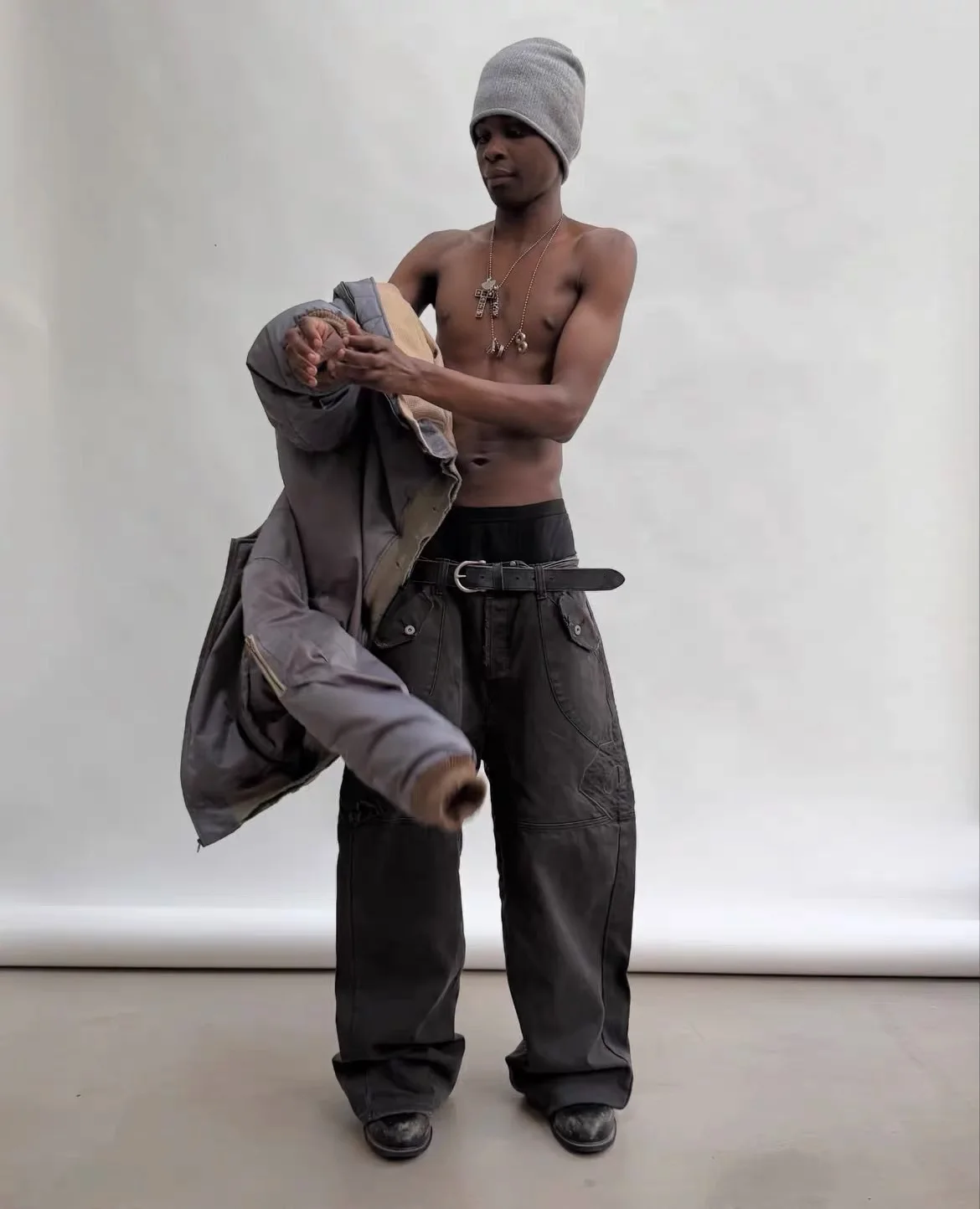 F8 Heavy‑Duty Patchwork Straight‑Leg Baggy Cargo Pants Reworked Workpants