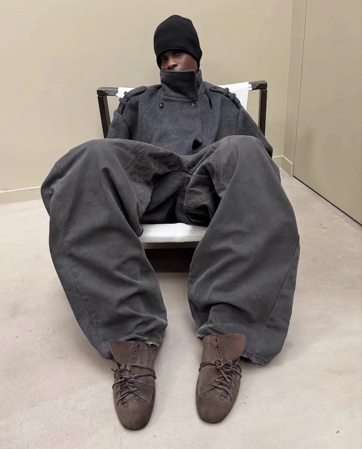 F8 Heavy‑Duty Patchwork Straight‑Leg Baggy Cargo Pants Reworked Workpants