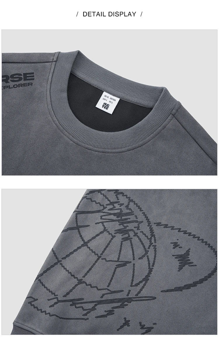 Semir Men Sweatshirt Suede Feel Print Crew Neck Knit Pullover Slight Loose Casual Style Autumn Top Daily Wear 2026