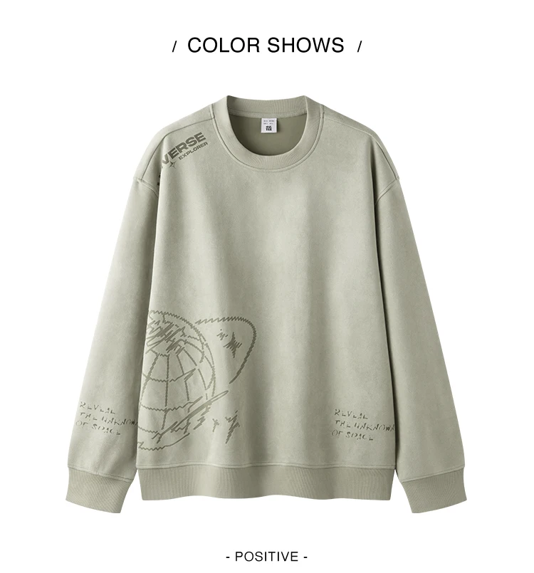 Semir Men Sweatshirt Suede Feel Print Crew Neck Knit Pullover Slight Loose Casual Style Autumn Top Daily Wear 2026