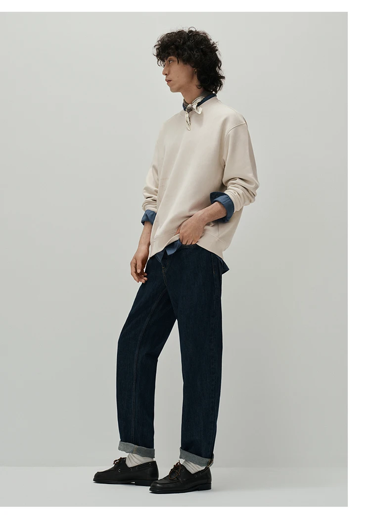 Semir Men Sweatshirt Suede Feel Print Crew Neck Knit Pullover Slight Loose Casual Style Autumn Top Daily Wear 2026