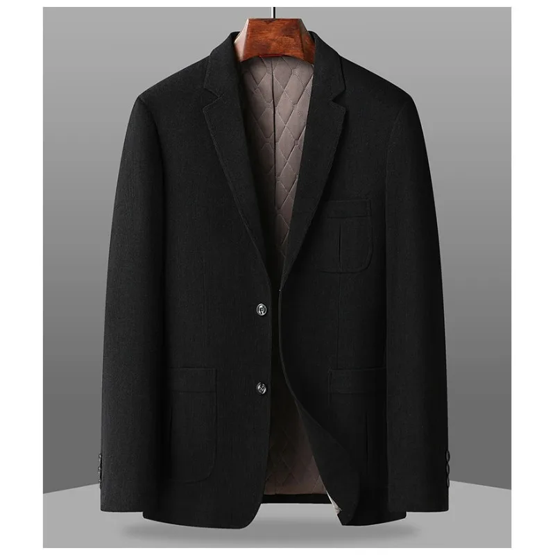 KIDWHXR 2026 Autumn Winter Men Suit Jacket Thicken Warm Long Sleeve Man Blazer Simple Solid Business Casual Male Outerwear