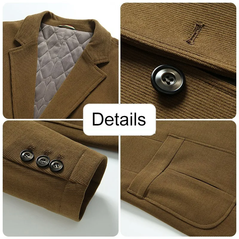 KIDWHXR 2026 Autumn Winter Men Suit Jacket Thicken Warm Long Sleeve Man Blazer Simple Solid Business Casual Male Outerwear