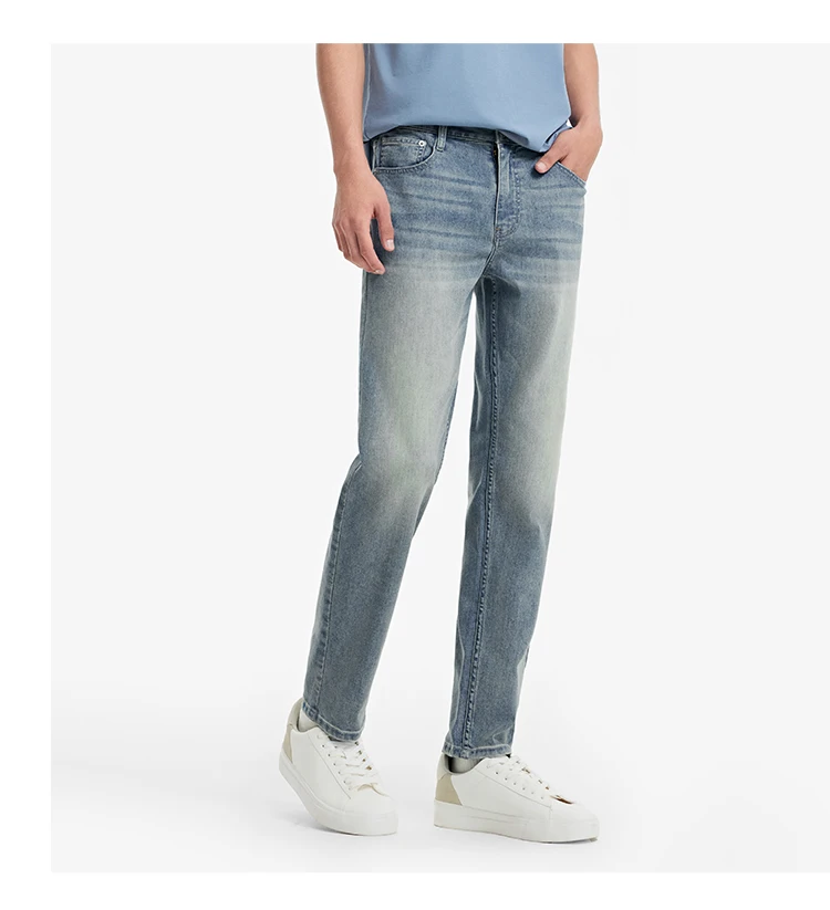 Semir Men Jeans Stretch 2026 Retro Washed Straight Commuter Urban Casual Everyday Style Soft Comfortable Daily Wear Trendy