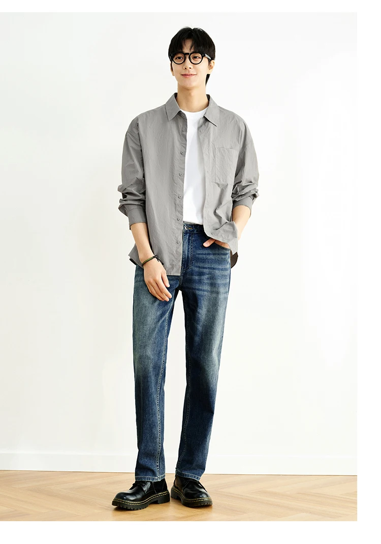 Semir Men Jeans Stretch 2026 Retro Washed Straight Commuter Urban Casual Everyday Style Soft Comfortable Daily Wear Trendy