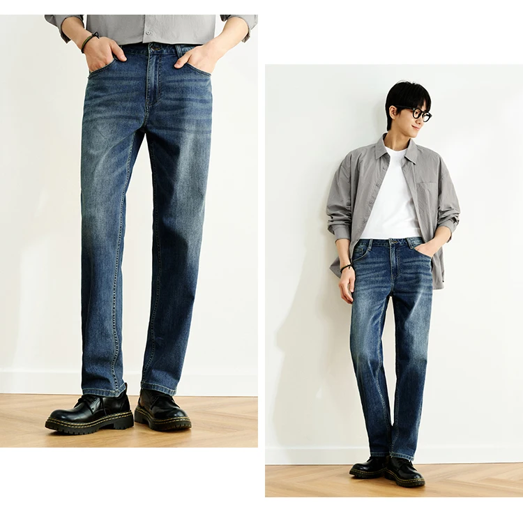 Semir Men Jeans Stretch 2026 Retro Washed Straight Commuter Urban Casual Everyday Style Soft Comfortable Daily Wear Trendy