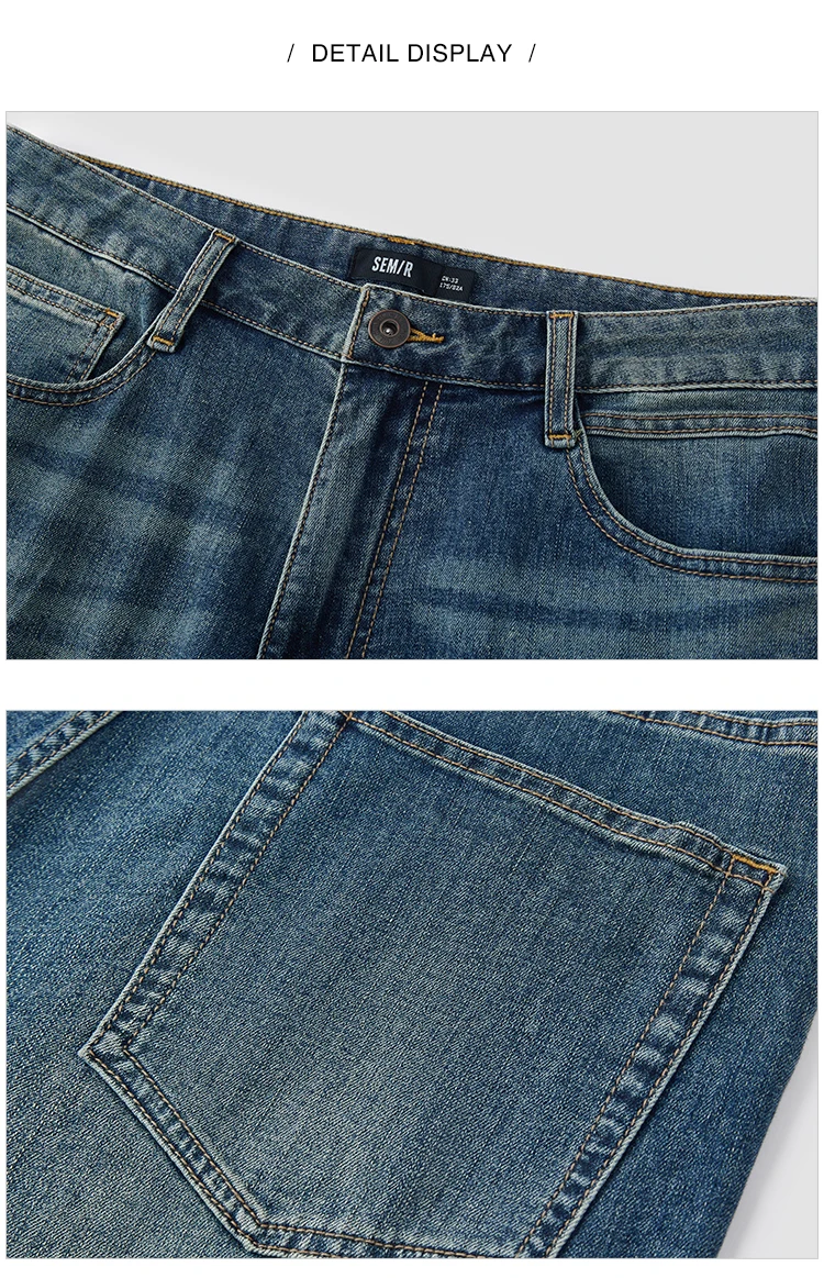 Semir Men Jeans Stretch 2026 Retro Washed Straight Commuter Urban Casual Everyday Style Soft Comfortable Daily Wear Trendy