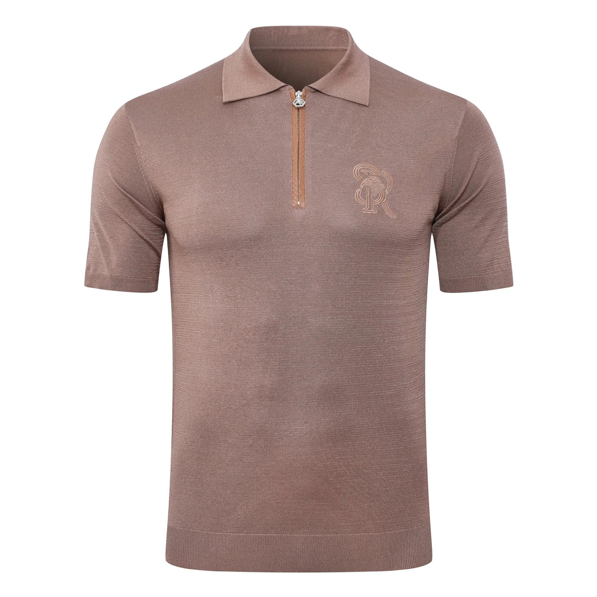 SIJITONGDA2026Men's early spring and summer new style men's half zipper pullover short sleeved knitted sweater POLO size M-5XL
