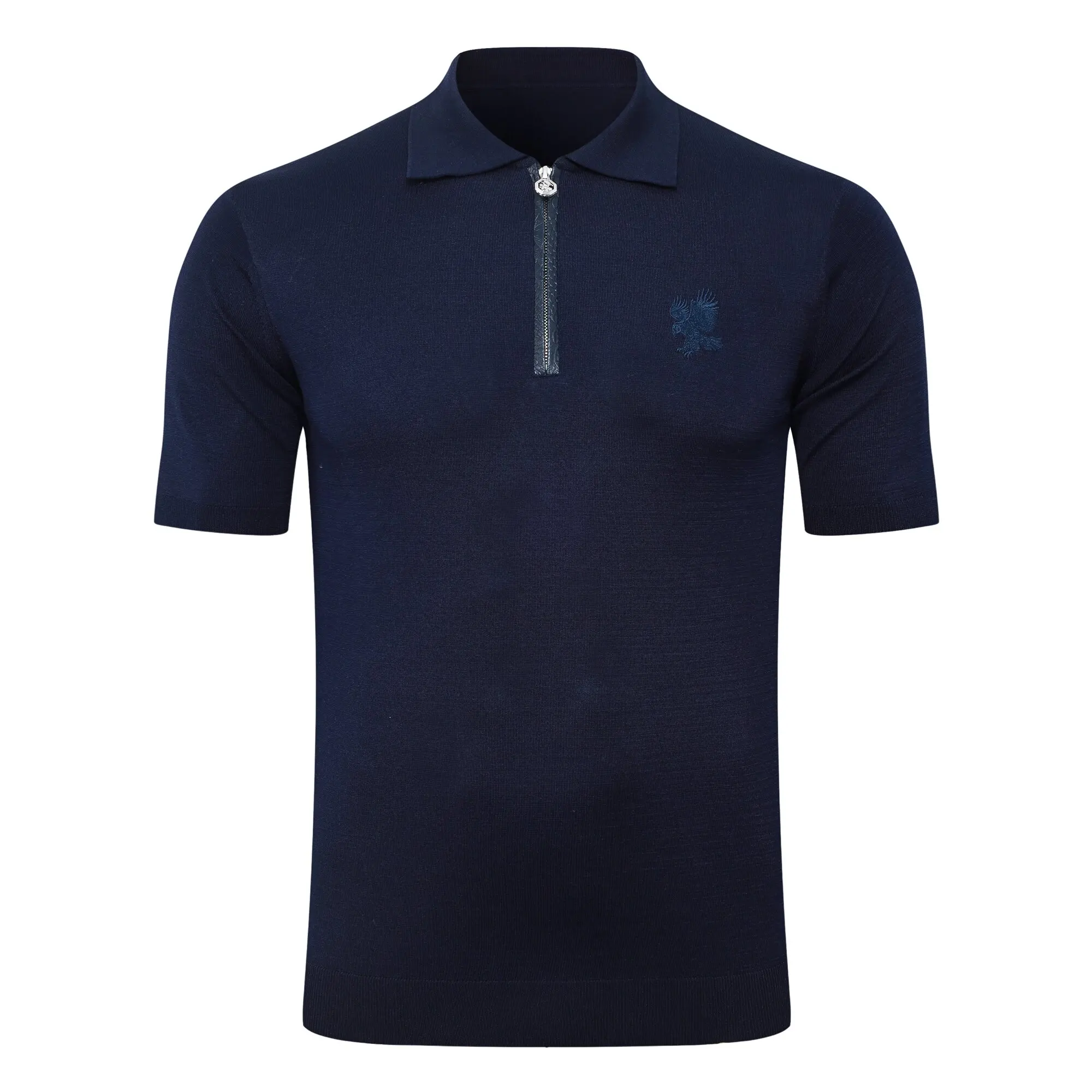 SIJITONGDA2026Men's early spring and summer new style men's half zipper pullover short sleeved knitted sweater POLO size M-5XL
