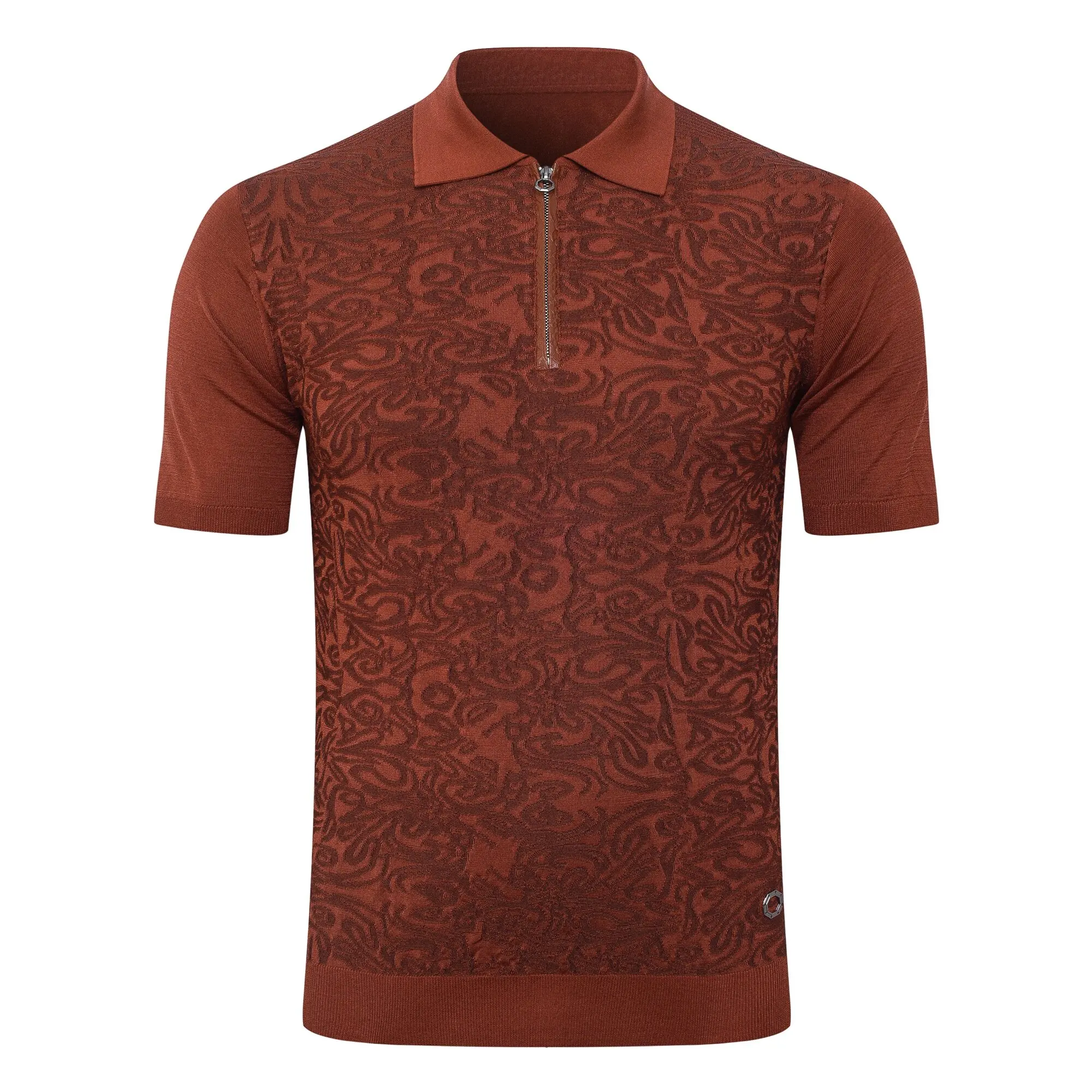 SIJITONGDA2026Men's early spring and summer new style men's half zipper pullover short sleeved knitted sweater POLO size M-5XL