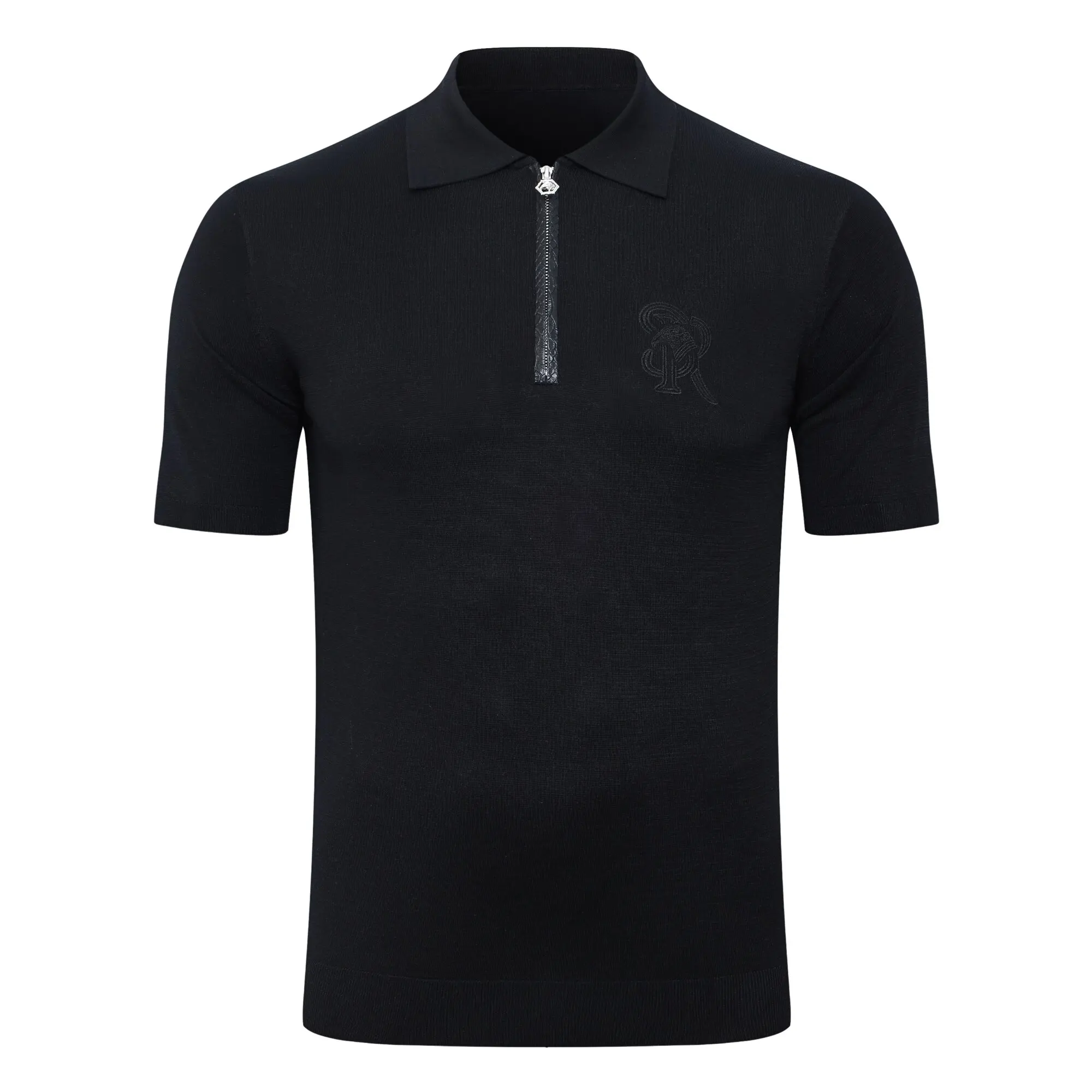 SIJITONGDA2026Men's early spring and summer new style men's half zipper pullover short sleeved knitted sweater POLO size M-5XL