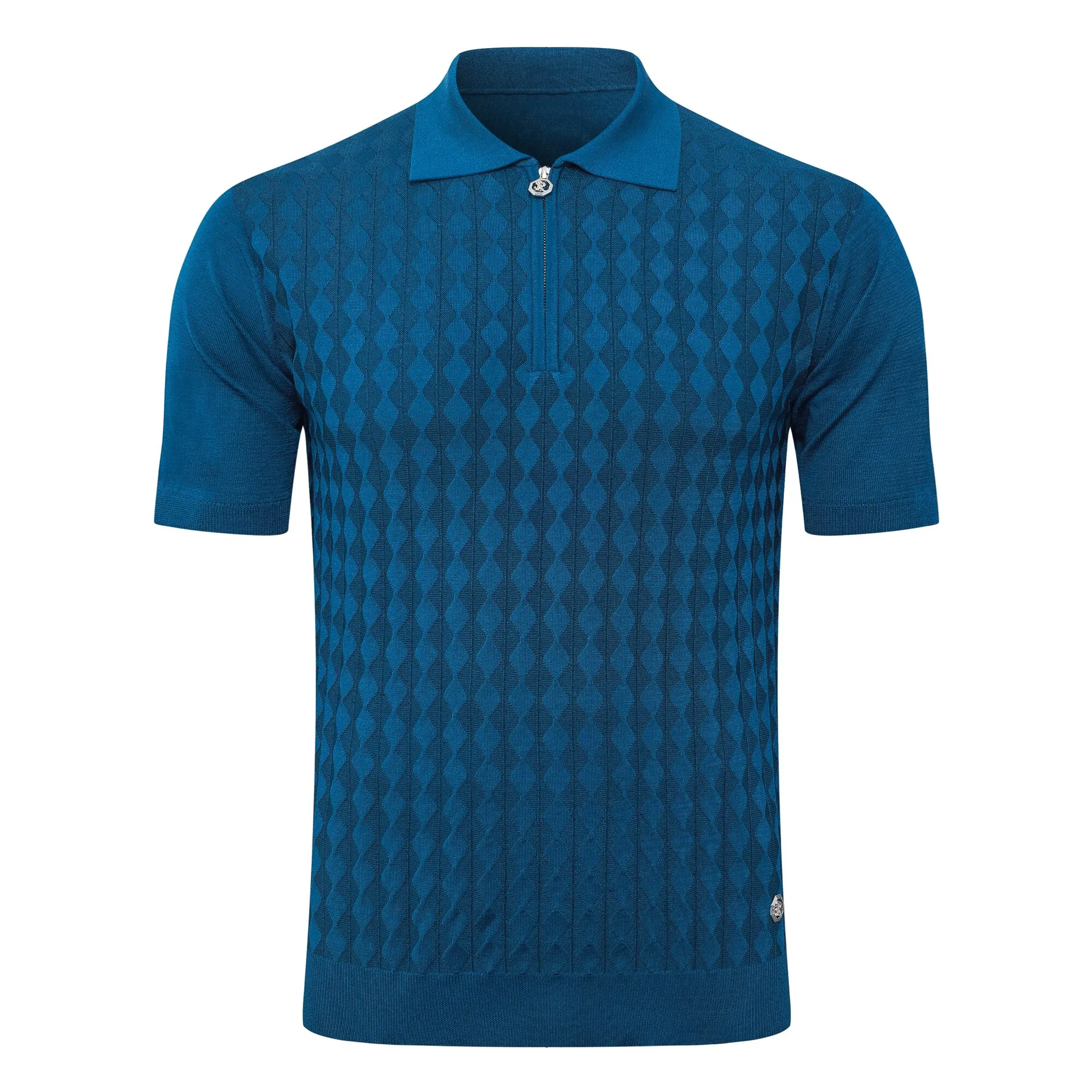 SIJITONGDA2026Men's early spring and summer new style men's half zipper pullover short sleeved knitted sweater POLO size M-5XL