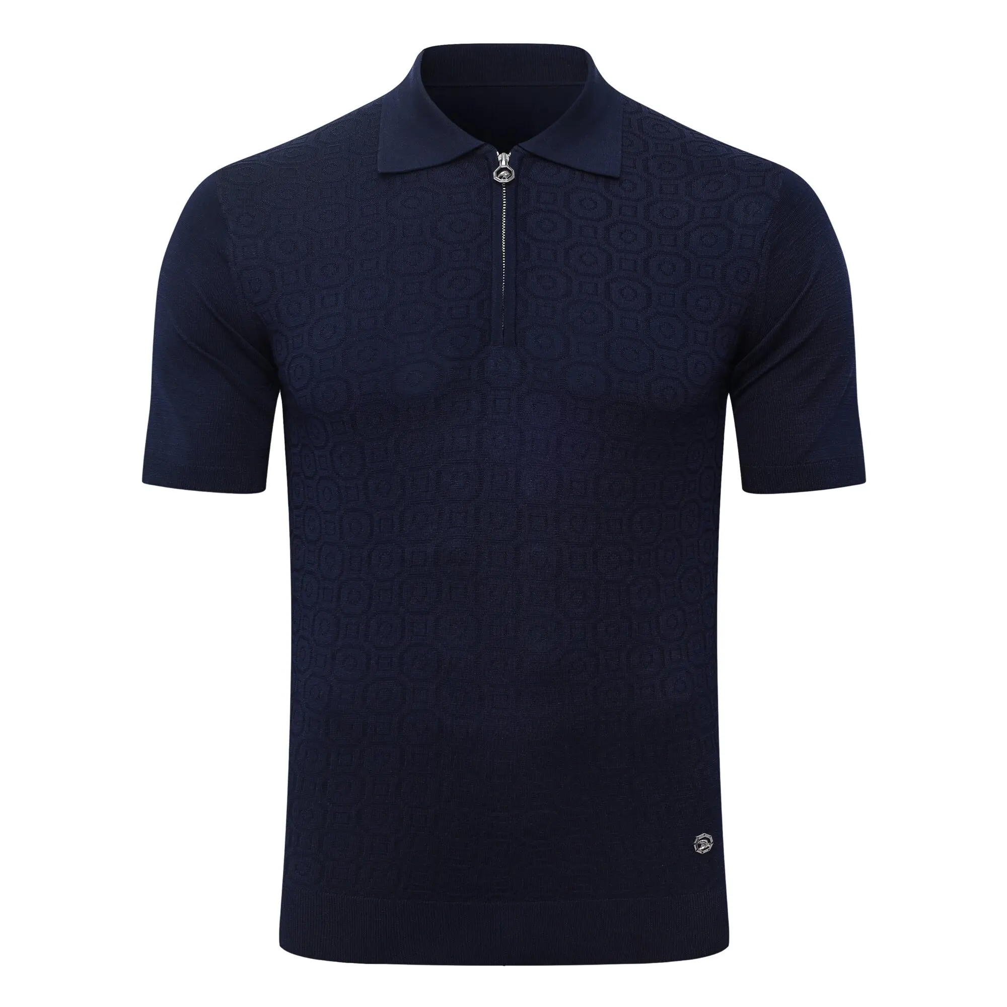 SIJITONGDA2026Men's early spring and summer new style men's half zipper pullover short sleeved knitted sweater POLO size M-5XL