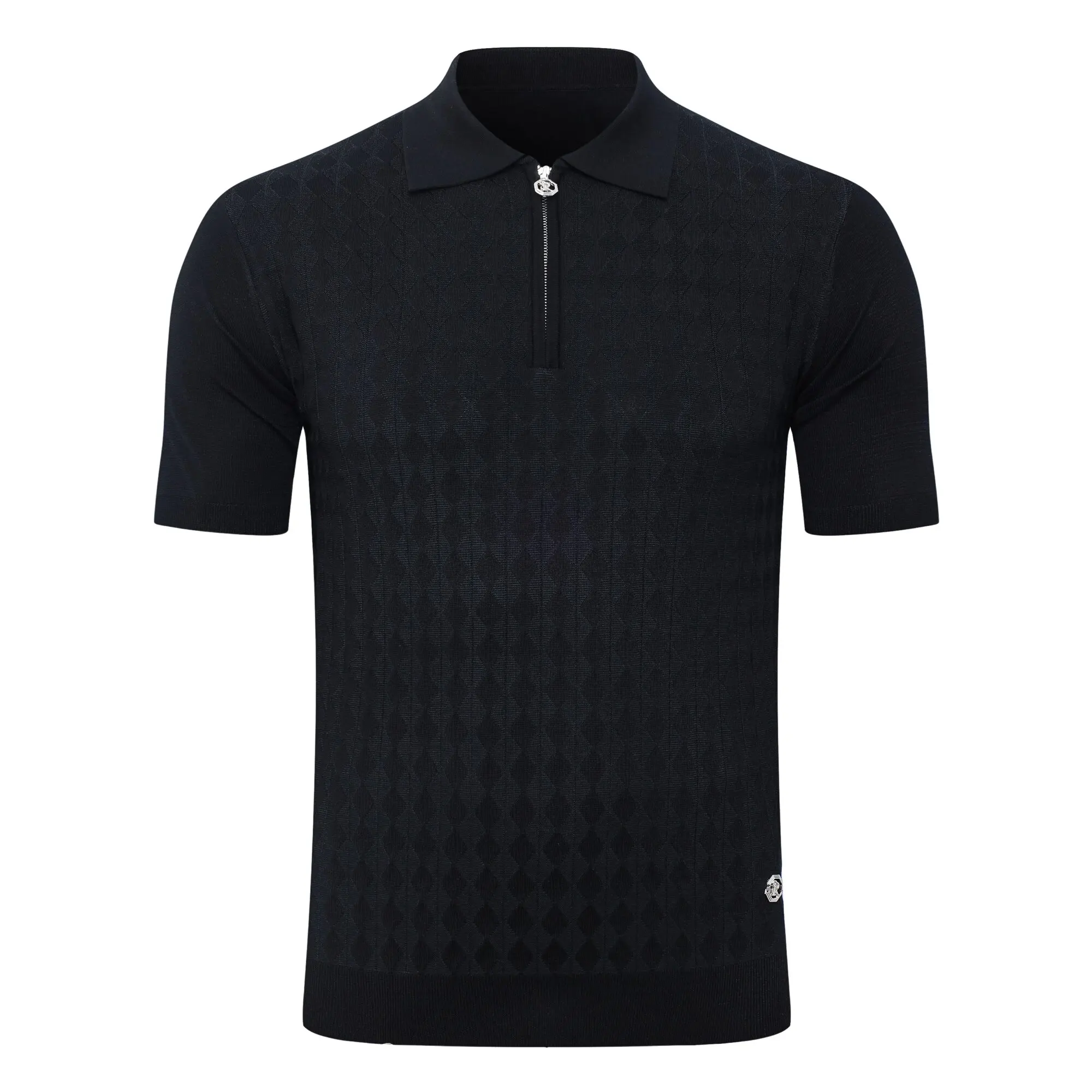SIJITONGDA2026Men's early spring and summer new style men's half zipper pullover short sleeved knitted sweater POLO size M-5XL