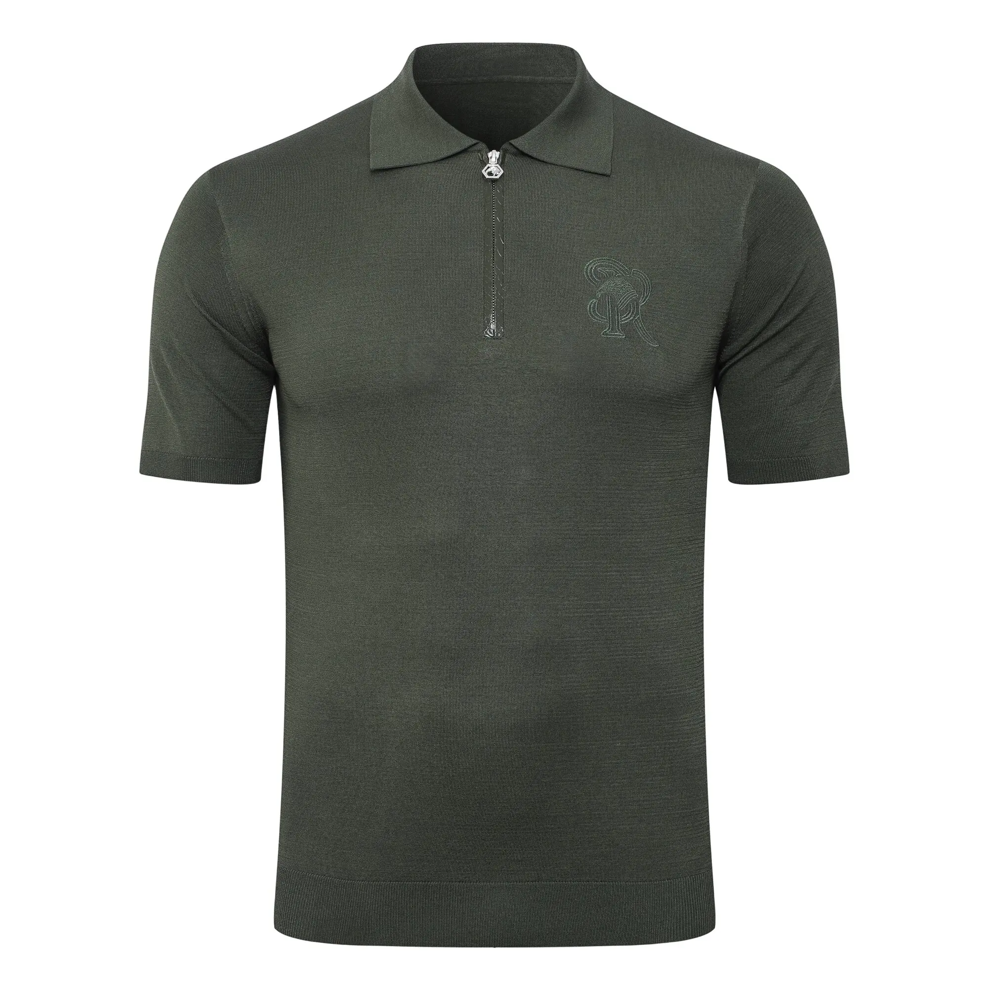 SIJITONGDA2026Men's early spring and summer new style men's half zipper pullover short sleeved knitted sweater POLO size M-5XL