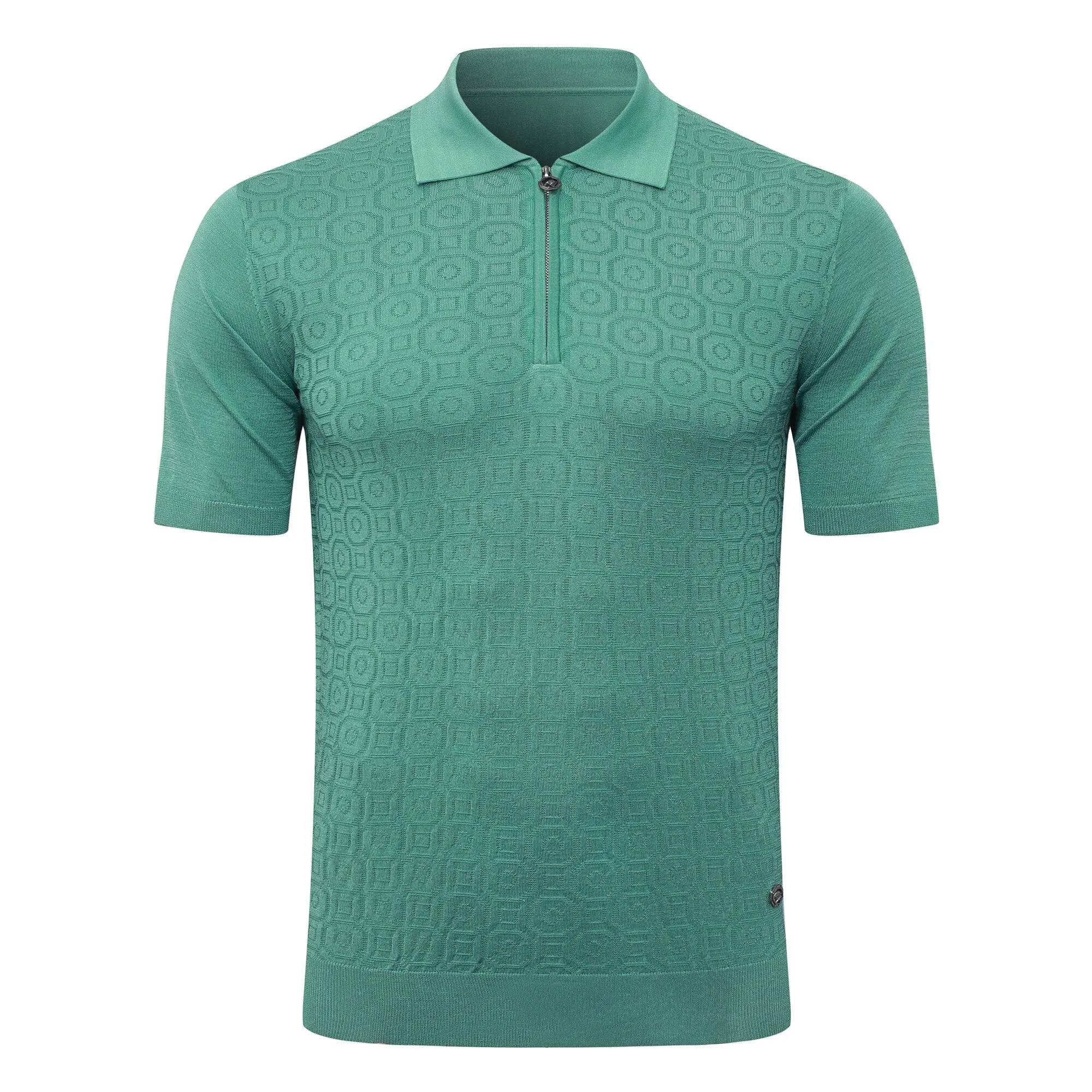 SIJITONGDA2026Men's early spring and summer new style men's half zipper pullover short sleeved knitted sweater POLO size M-5XL