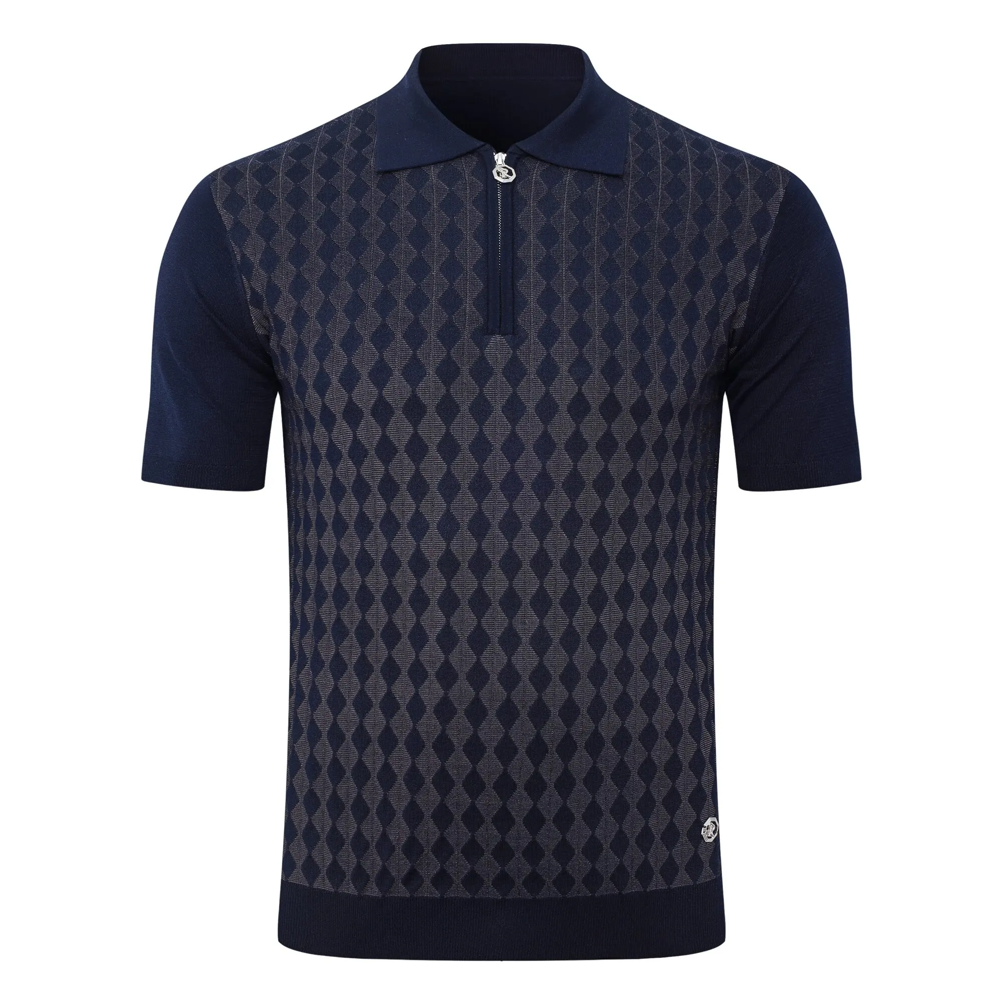 SIJITONGDA2026Men's early spring and summer new style men's half zipper pullover short sleeved knitted sweater POLO size M-5XL