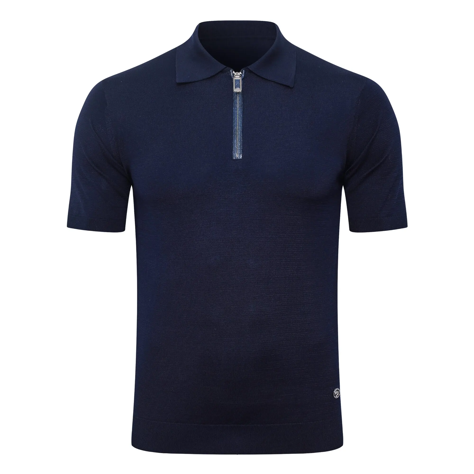 SIJITONGDA2026Men's early spring and summer new style men's half zipper pullover short sleeved knitted sweater POLO size M-5XL