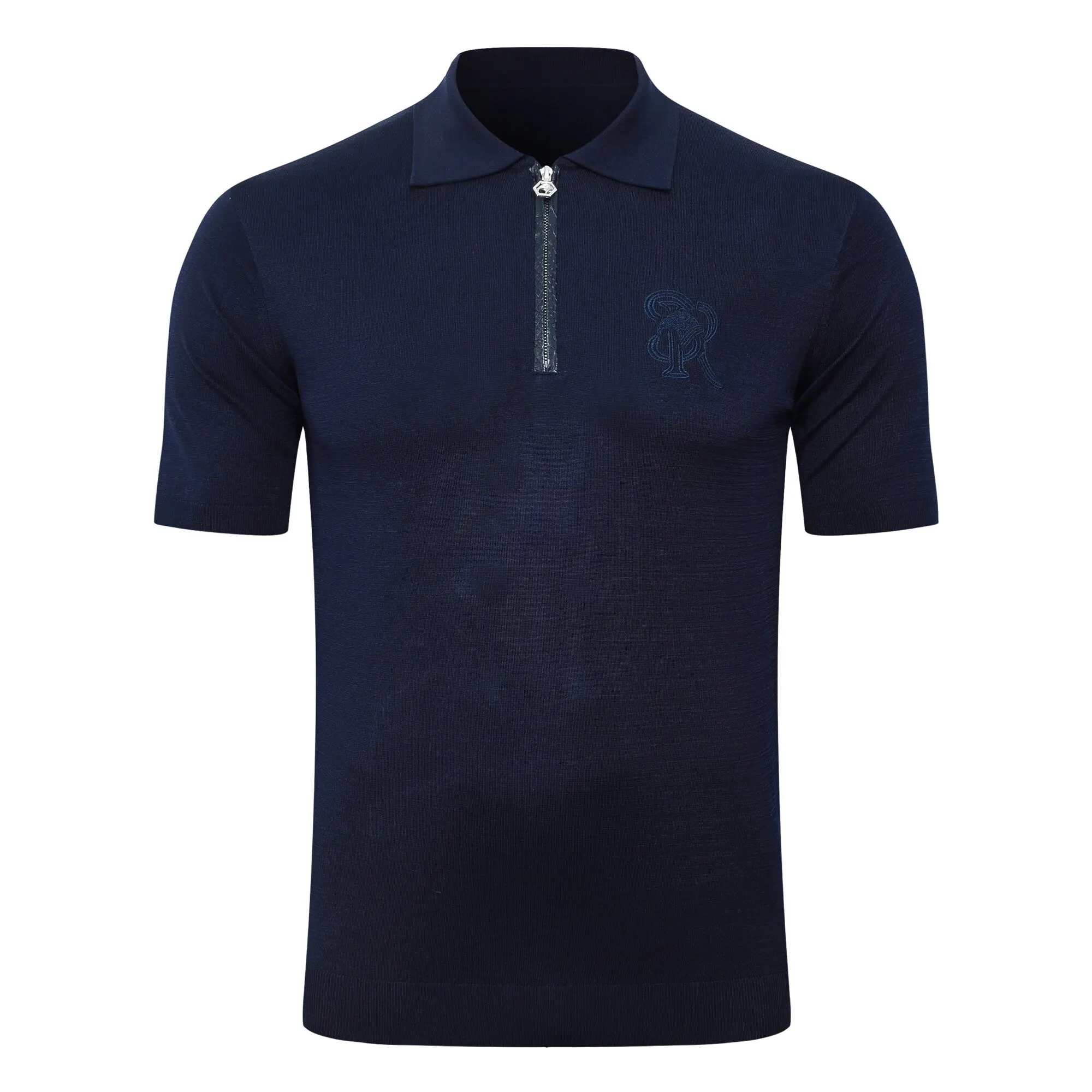 SIJITONGDA2026Men's early spring and summer new style men's half zipper pullover short sleeved knitted sweater POLO size M-5XL
