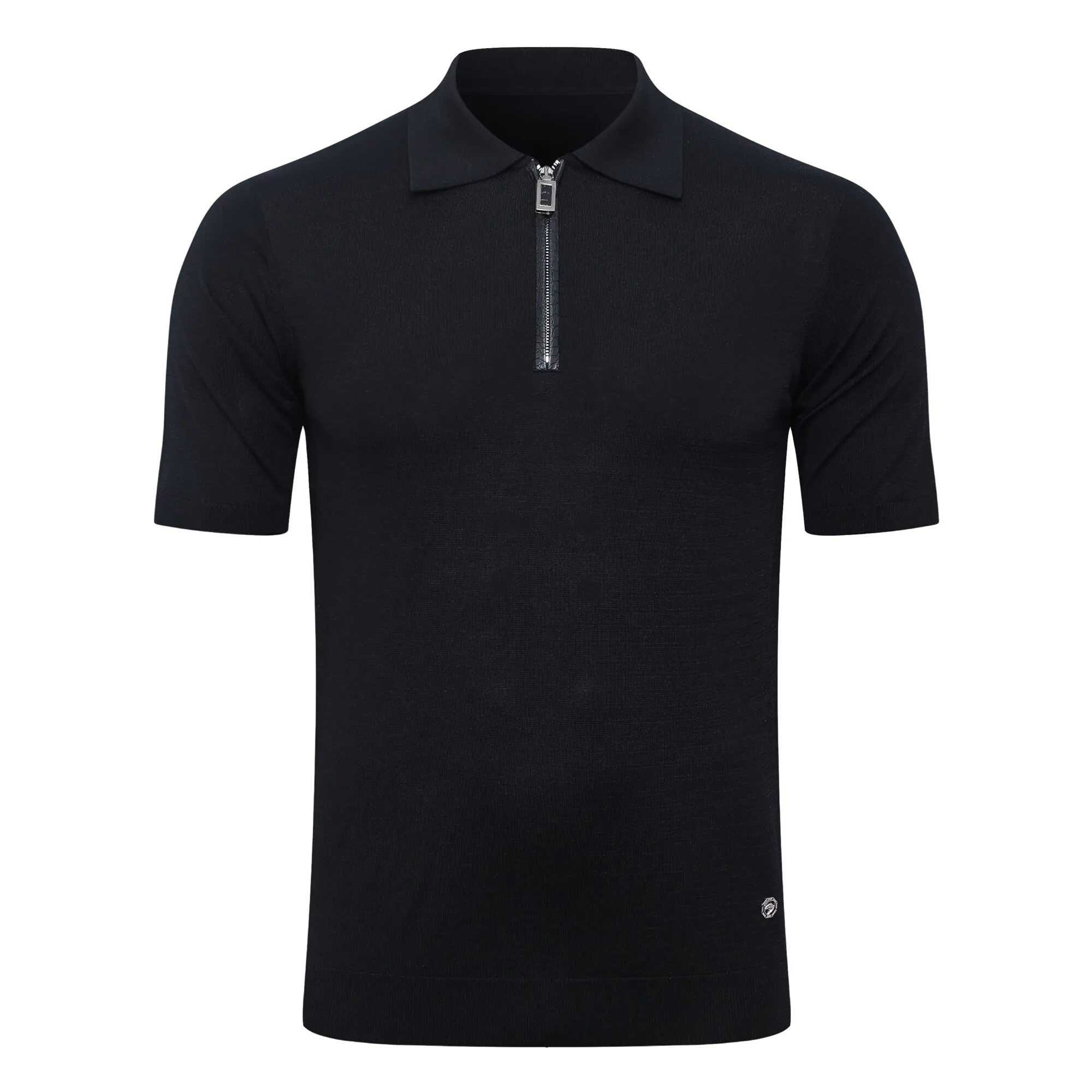 SIJITONGDA2026Men's early spring and summer new style men's half zipper pullover short sleeved knitted sweater POLO size M-5XL