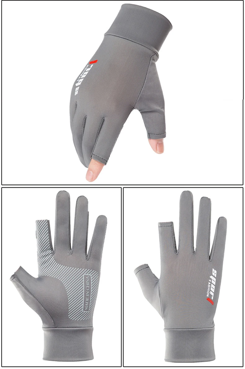 Summer Men Women Gloves Fitness Sports Fishing Cycling Ice Silk Breathable Elastic Sun Protection Touchscreen Driving Gloves