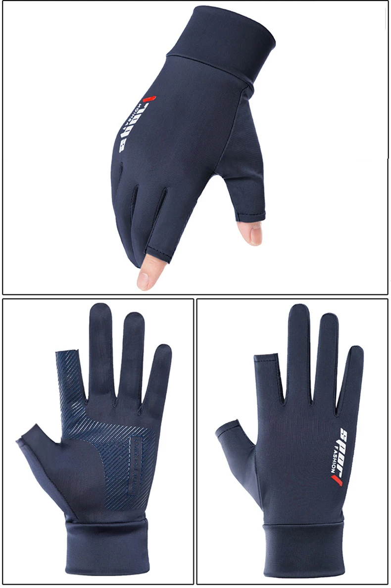 Summer Men Women Gloves Fitness Sports Fishing Cycling Ice Silk Breathable Elastic Sun Protection Touchscreen Driving Gloves