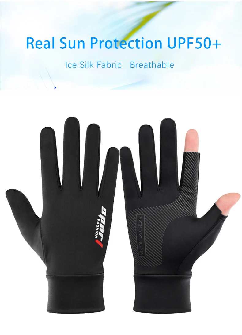 Summer Men Women Gloves Fitness Sports Fishing Cycling Ice Silk Breathable Elastic Sun Protection Touchscreen Driving Gloves