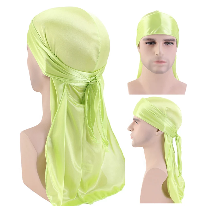 Unisex Long Silky Durag Long Tail Silky Scarf Muslim Doo Rag Pirate Hat Durag Chemo Caps Skull Hat Turban hair band Bandanas