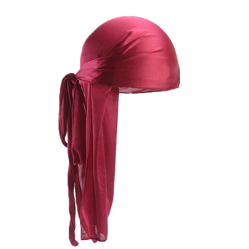 Unisex Long Silky Durag Long Tail Silky Scarf Muslim Doo Rag Pirate Hat Durag Chemo Caps Skull Hat Turban hair band Bandanas