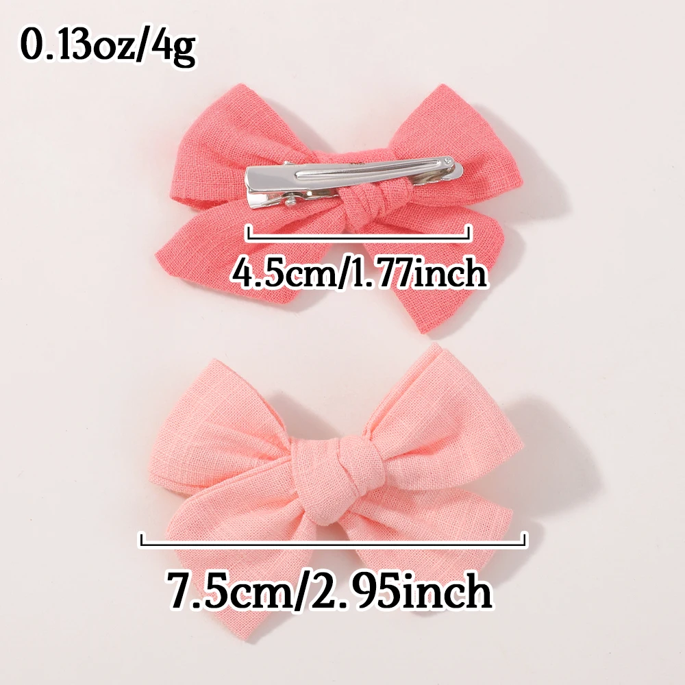 20Pcs Random Color Cloth Bowknot Hairgripes Cheer Bows Solid Color Girls Hair Bangs Hair Clip Casual Children's Hair Accessories