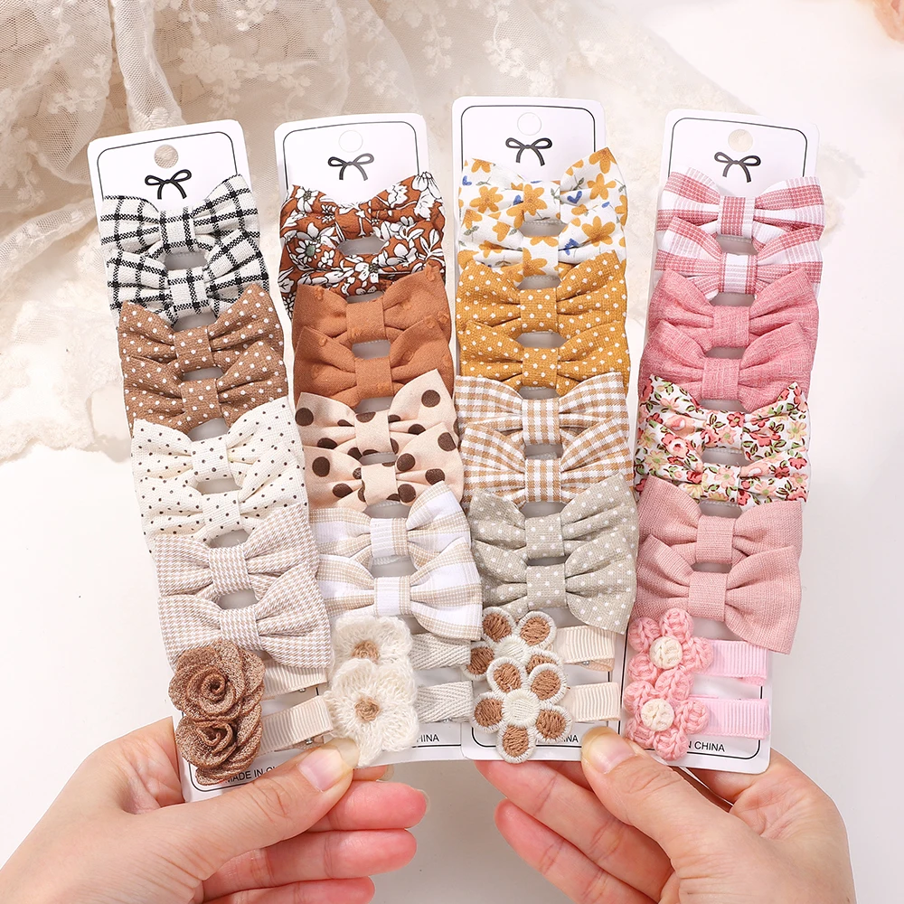 BABY BOWS 20Pcs/set Handmade Fabric Printed Barrette Boutique Mini Boutique Bangs Bow Hair Clip Ins Daisy Hairgripes