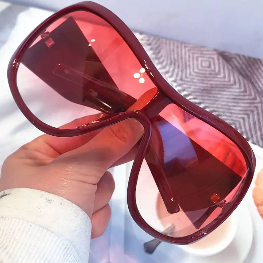 One Piece Oversized Y2K Sunglasses for Women Men Vintage Square Shield Gradient Hip Hop Sun Glasses Female Sexy Driving Shades