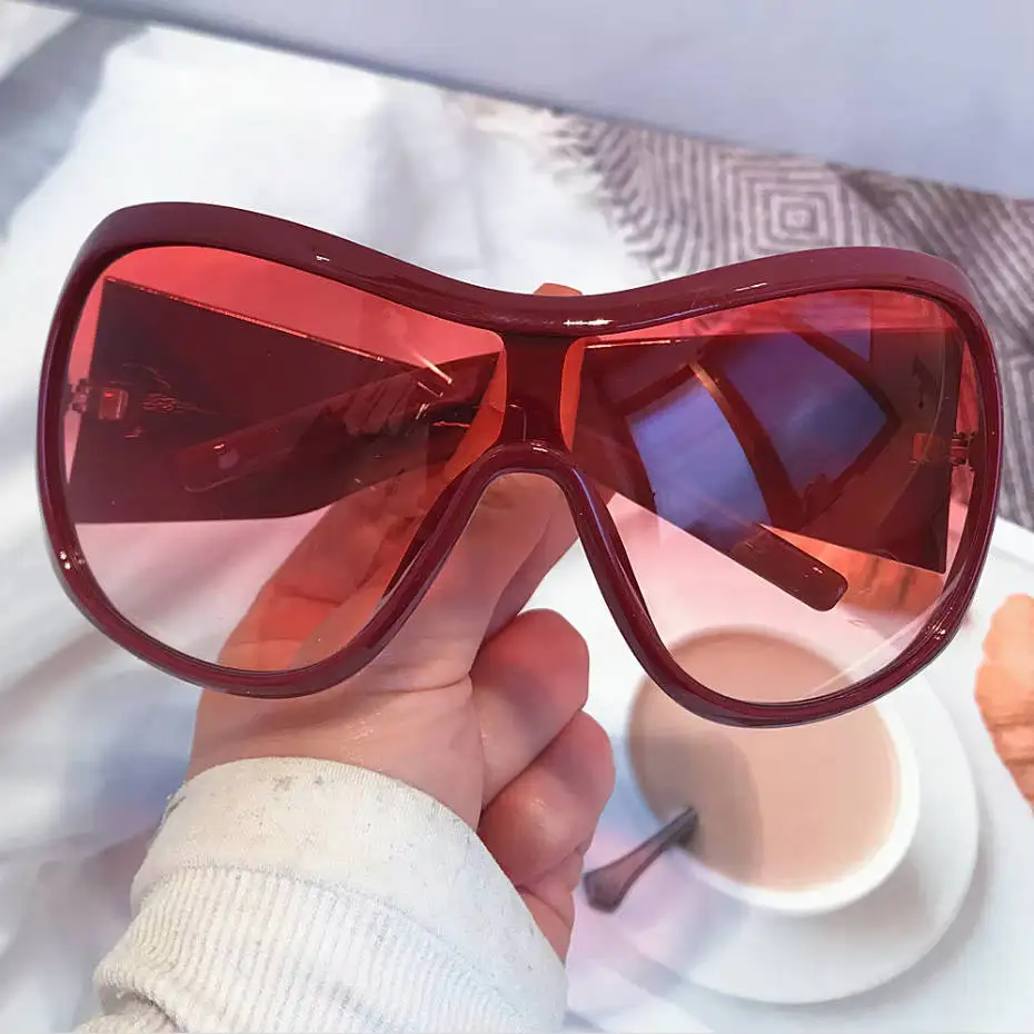 One Piece Oversized Y2K Sunglasses for Women Men Vintage Square Shield Gradient Hip Hop Sun Glasses Female Sexy Driving Shades