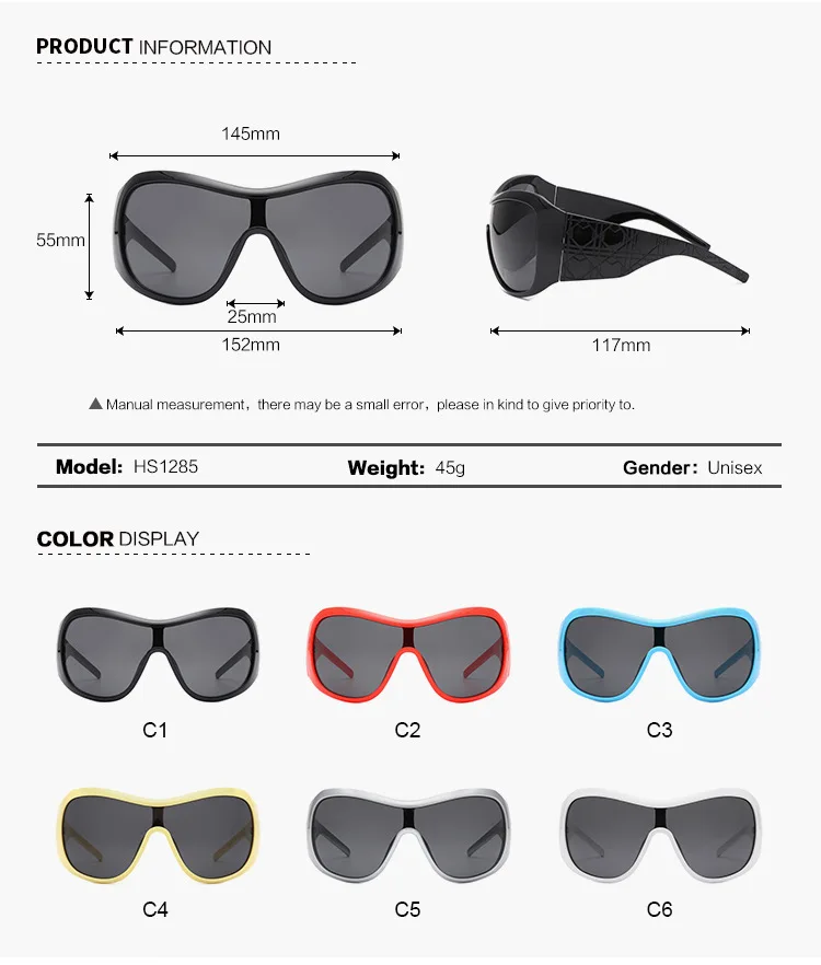 One Piece Oversized Y2K Sunglasses for Women Men Vintage Square Shield Gradient Hip Hop Sun Glasses Female Sexy Driving Shades